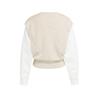 YAYA Gebreide trui met geweven mouwen light beige