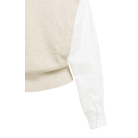 YAYA Gebreide trui met geweven mouwen light beige