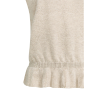 YAYA Mouwloze gebreide trui met ruches aan de zoom light beige.