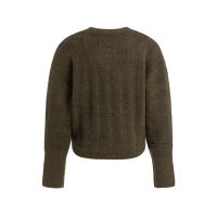 YAYA Ribgebreide trui met vleermuismouwen en koord black brown