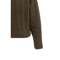 YAYA Ribgebreide trui met vleermuismouwen en koord black brown