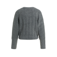 YAYA Ribgebreide trui met vleermuismouwen en koord grey