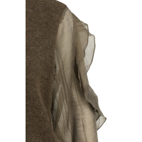 YAYA Gebreide trui met geweven mouwen black brown