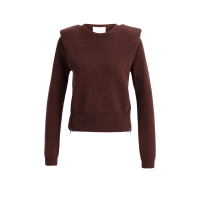 YAYA Gebreide trui met details op de schouders choco/red