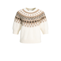 YAYA Trui met Scandinavische jacquardprint dark beige