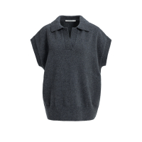 YAYA Gebreide spencer-tuniek met kraag anthracite