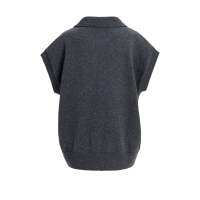 YAYA Gebreide spencer-tuniek met kraag anthracite