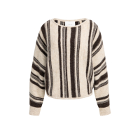 YAYA Trui met boothals en strepen light beige