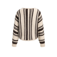 YAYA Trui met boothals en strepen light beige