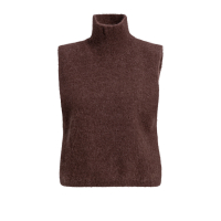 YAYA Mouwloze trui met hoge hals choco/red