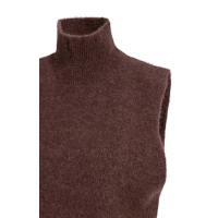 YAYA Mouwloze trui met hoge hals choco/red