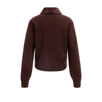 YAYA Vest met afneembare kraag choco/red