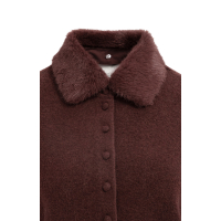 YAYA Vest met afneembare kraag choco/red
