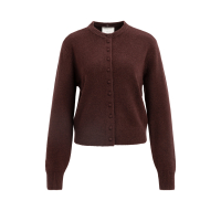 YAYA Vest met afneembare kraag choco/red
