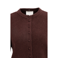 YAYA Vest met afneembare kraag choco/red