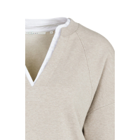 YAYA Sweatshirt met V-hals en geweven kraag grey melange