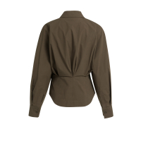 YAYA Blouse met tailleaccent en plooien op de rug black brown.