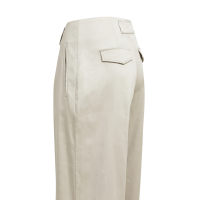 YAYA Geweven, losvallende broek met wijde pijpen en plooien cashmere grey.