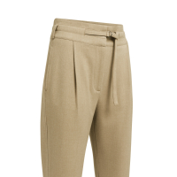 YAYA Zachte geweven broek met hoge taille en sierlijke band brown melange.