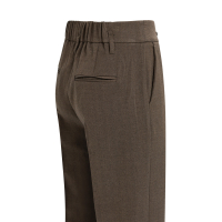 YAYA Geweven, gestructureerde, rechte broek met getailleerde band brown