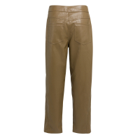 YAYA Kunstleren broek met wortelmodel en siernaden brown