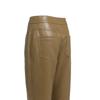 YAYA Kunstleren broek met wortelmodel en siernaden brown