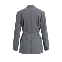 YAYA Geweven wikkelblazer met riemdetails grey