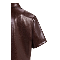 YAYA Korte overhemdjas met korte mouwen van lakleer choco/red