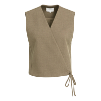 YAYA Geweven gilet met overslageffect brown.