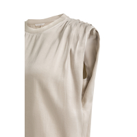 YAYA Mouwloze top met plooien op de schouders cashmere grey
