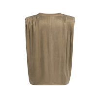 YAYA Mouwloze top met plooien op de schouders teak brown