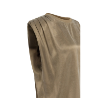 YAYA Mouwloze top met plooien op de schouders teak brown