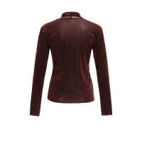 YAYA Top van fluwelen mesh met hoge halslijn brown