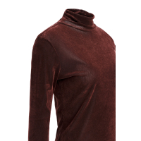 YAYA Top van fluwelen mesh met hoge halslijn brown