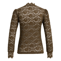 YAYA Kanten top met hoge halslijn brown