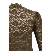 YAYA Kanten top met hoge halslijn brown