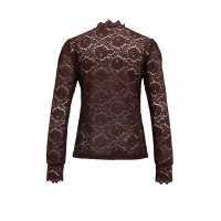 YAYA Kanten top met hoge halslijn choco/red