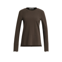 YAYA Top met lange mouwen en kanten manchetten brown