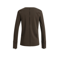 YAYA Top met lange mouwen en kanten manchetten brown