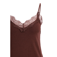 YAYA Jersey singlet met kanten rand choco red