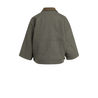 YAYA Oversized wolmix jas met contrasterende kraag en tailleband