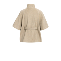 YAYA Zachte geweven wollen poncho-jas met ribboord.