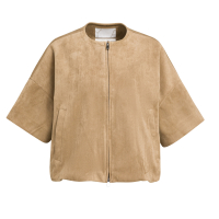 YAYA Oversized suède jasje met korte mouwen en ballonvormige zoom brown