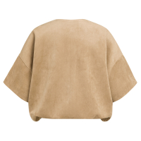 YAYA Oversized suède jasje met korte mouwen en ballonvormige zoom brown