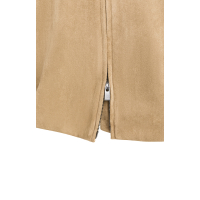 YAYA Oversized suède jasje met korte mouwen en ballonvormige zoom brown