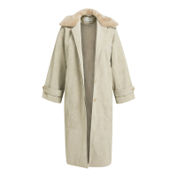 YAYA Nepleren lange jas met losse kraag cashmere grey.