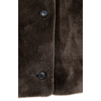 YAYA Oversized omkeerbare mouwloze jas van imitatiebont brown