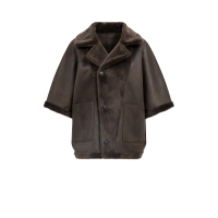 YAYA Oversized omkeerbare mouwloze jas van imitatiebont brown