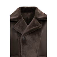 YAYA Oversized omkeerbare mouwloze jas van imitatiebont brown