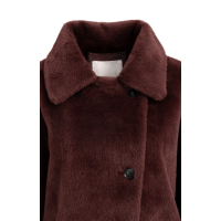 YAYA Oversized omkeerbare mouwloze jas van imitatiebont choco/red